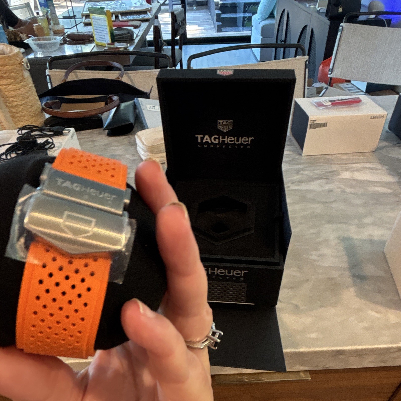 TAG Heuer Connected 45mm GPS Wear OS Smartwatch Orange Silicone Band