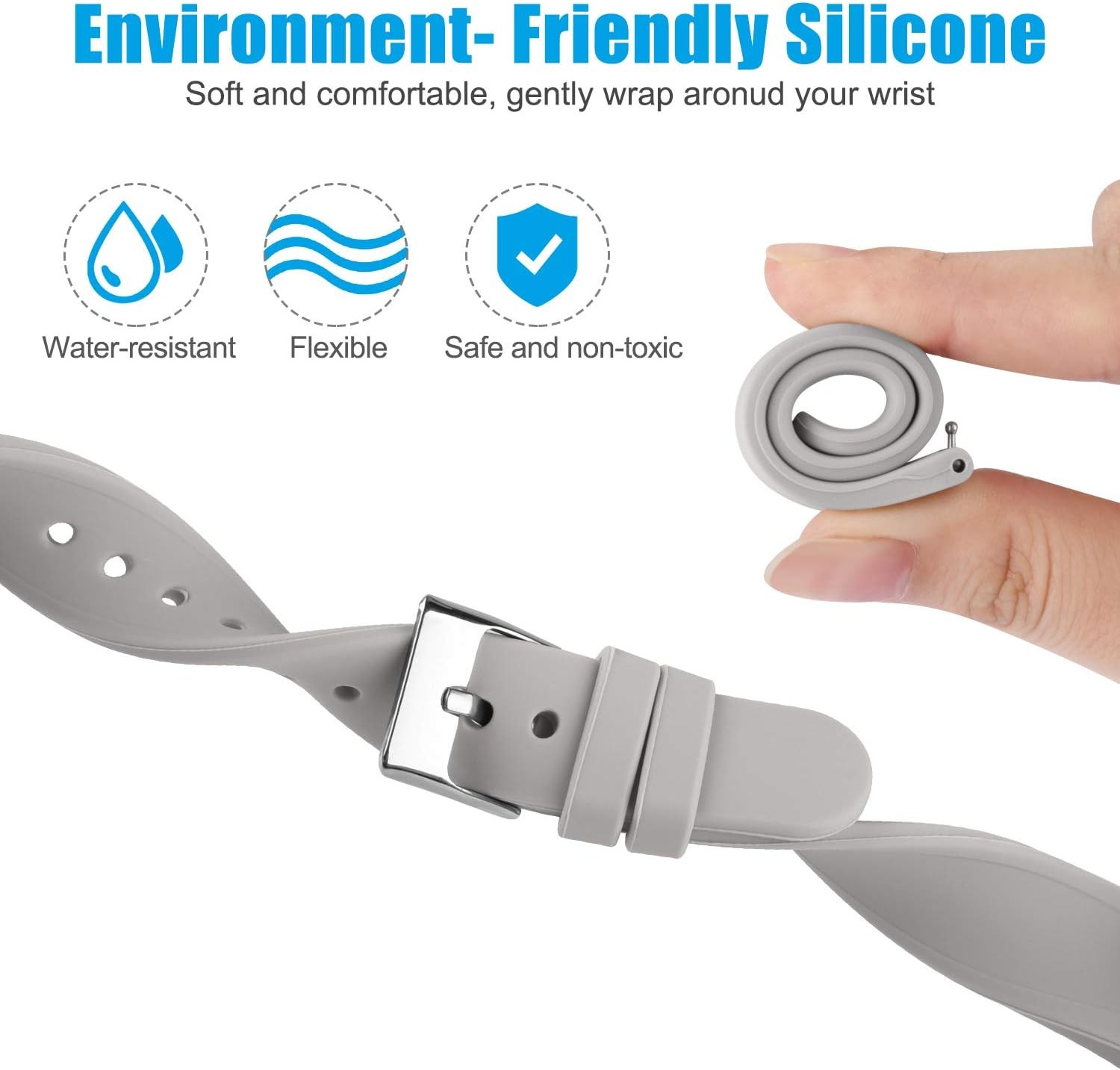 3 Silicone Strap Compatible with Fitbit Versa 2, Black/Gray/White