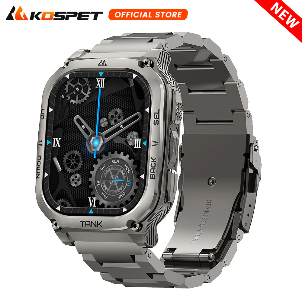 2024 KOSPET TANK M3 Smart Watch Men Smartwatch 480mAh Battery 5ATM Waterproof