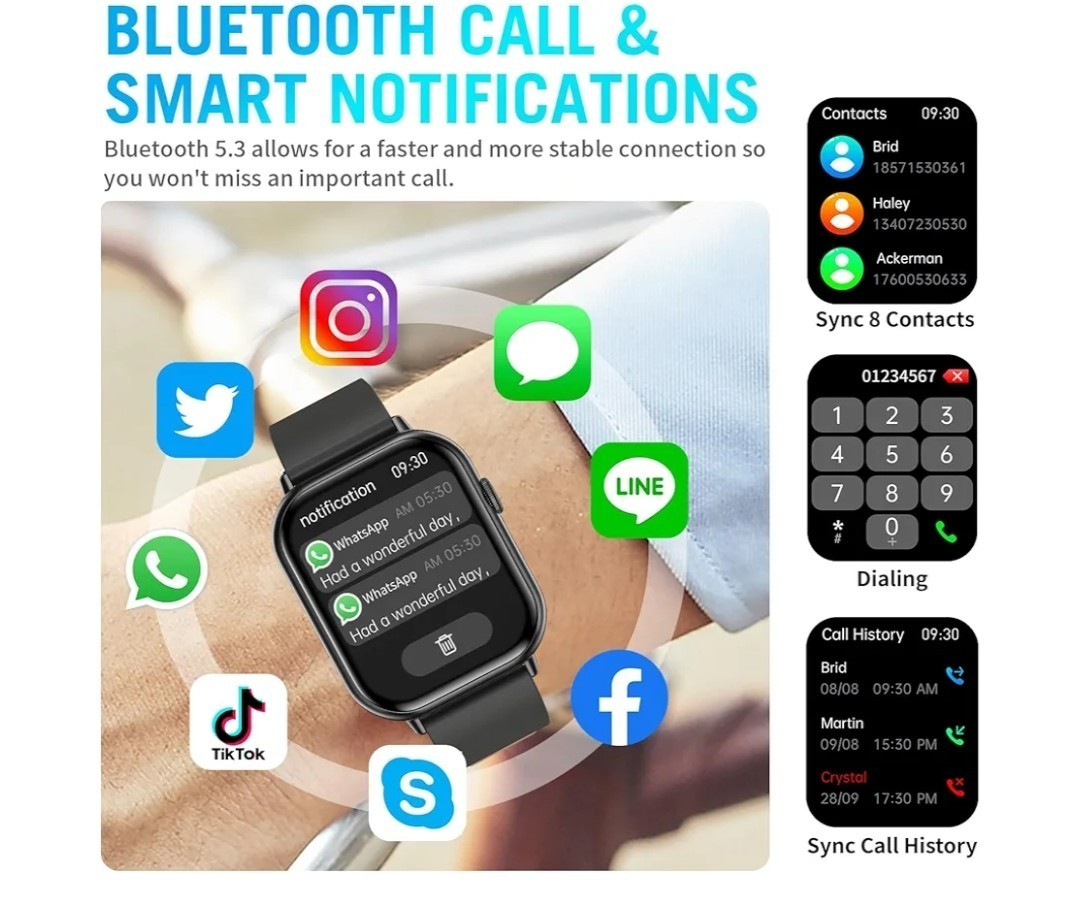 Smart Watches for Men Women (Answer/Make Call), 2.01″ HD Screen Fitness Tracker