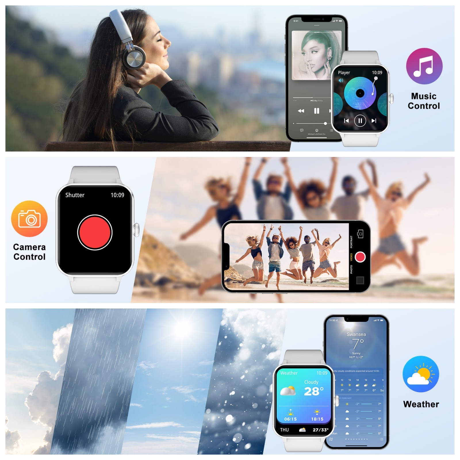 Smart Watch Women Men with Blood Pressure, Blood Oxygen Monitor Fitness Tracker