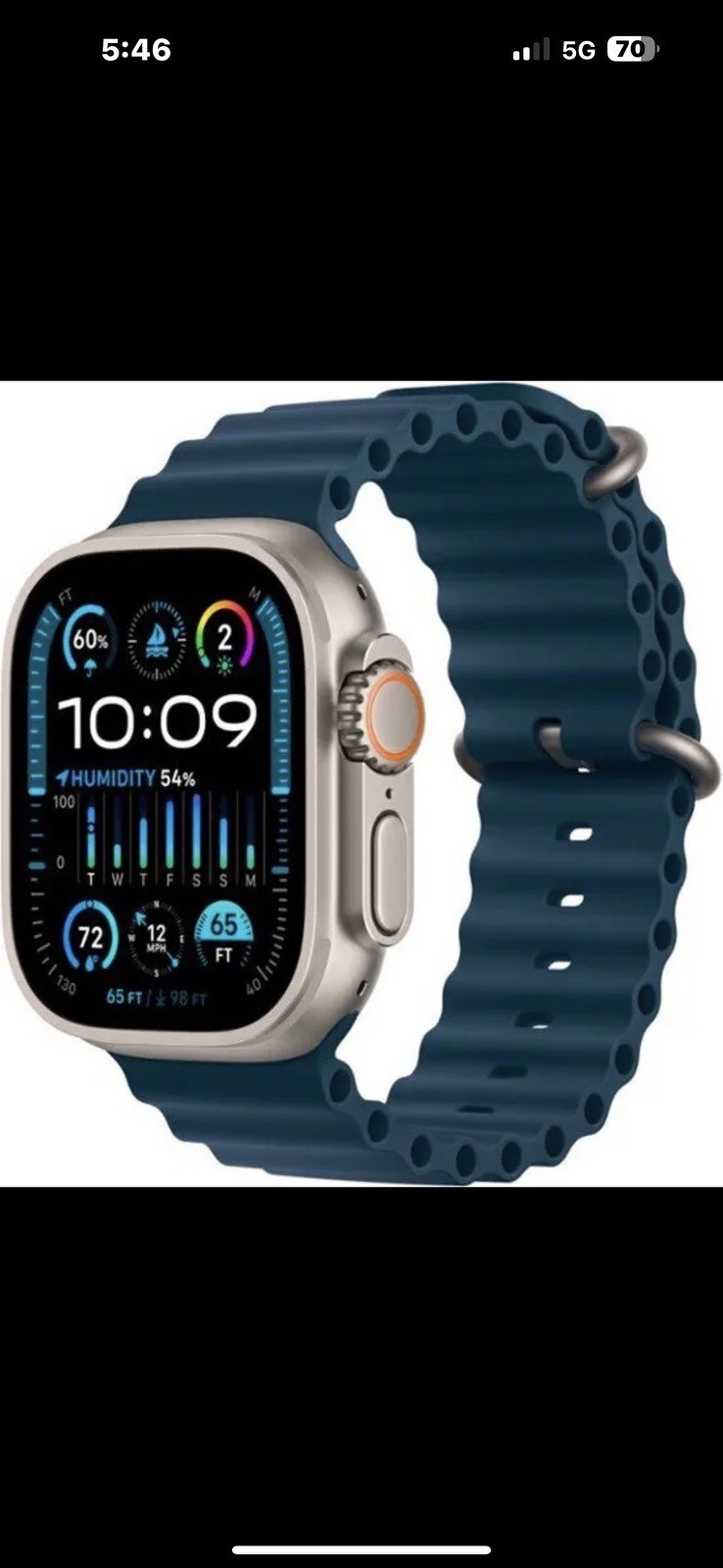 Apple Watch Ultra 2 (GPS +CELL) 49mm Titanium Case – Blue Ocean Band