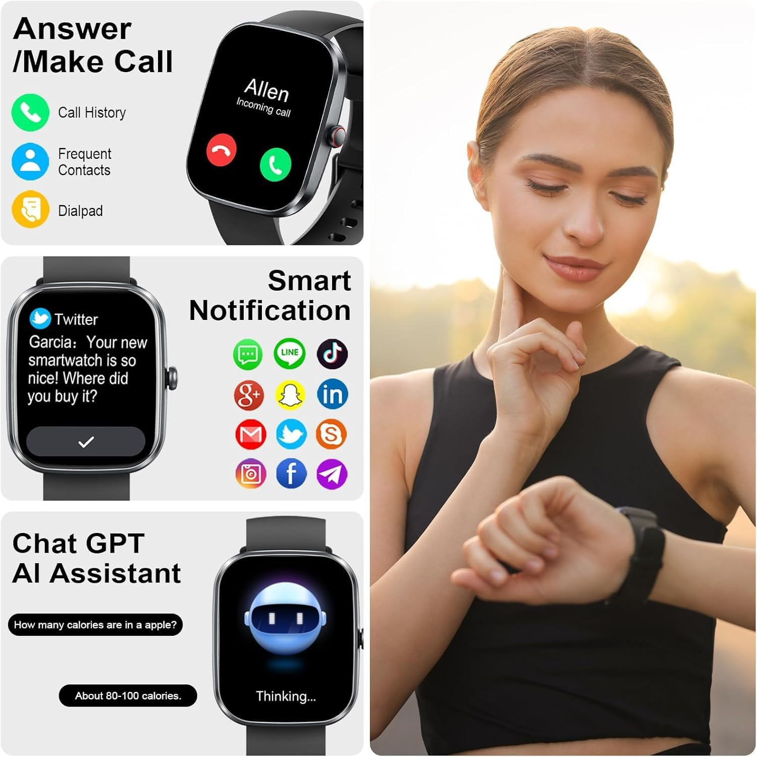 AI Smart Watch Men Women GPS WiFi Tracker Fitness Activity Waterproof Android Io