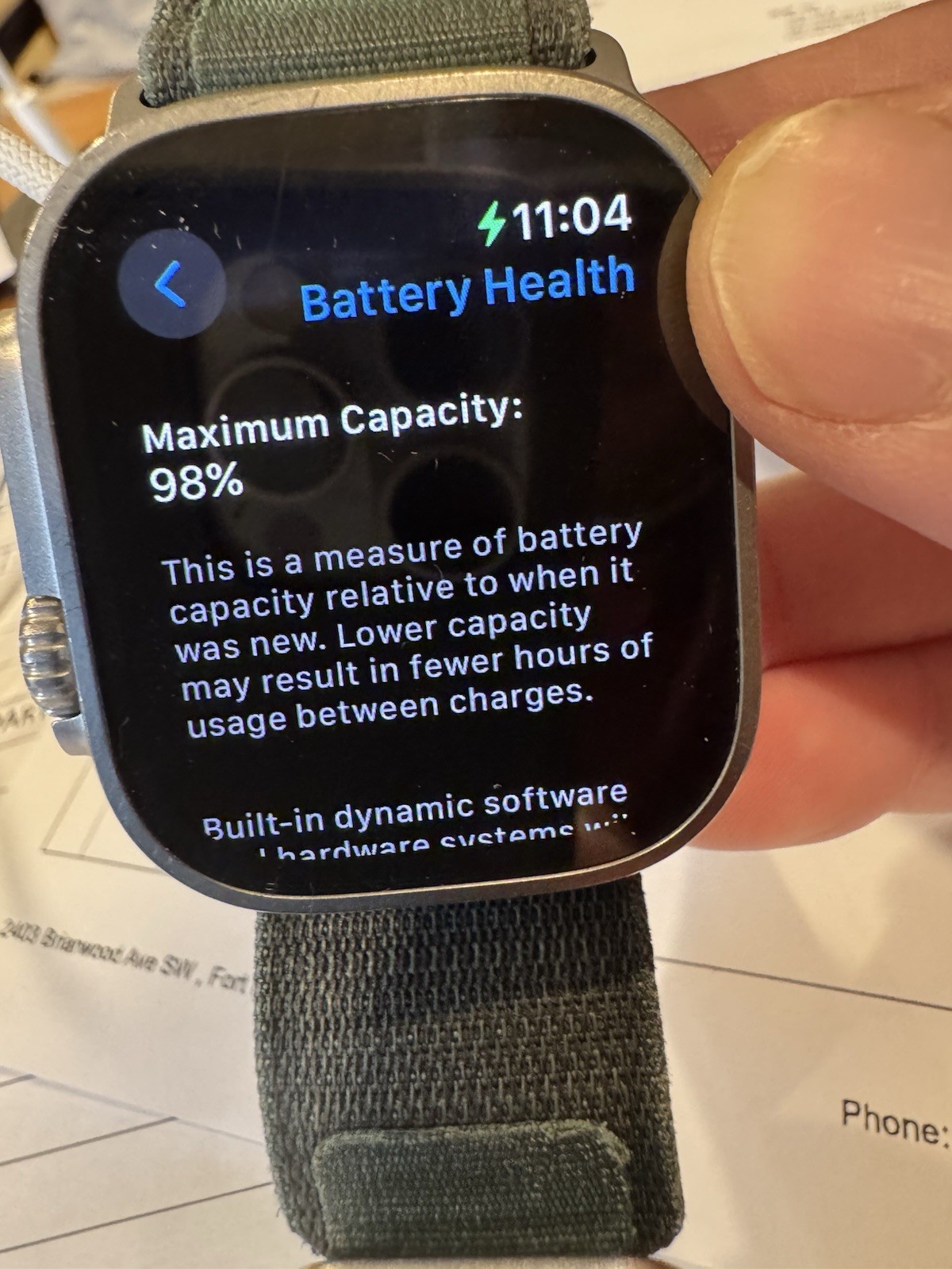 UNLOCKED Apple Watch Ultra 1ST GEN 49mm Gray Titanium Case Green Nylon Band