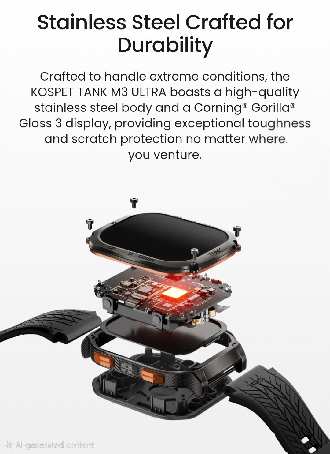 Kospet Tank M3 Ultra Black Rugged Waterproof Military Sport Bluetooth GPS Silico