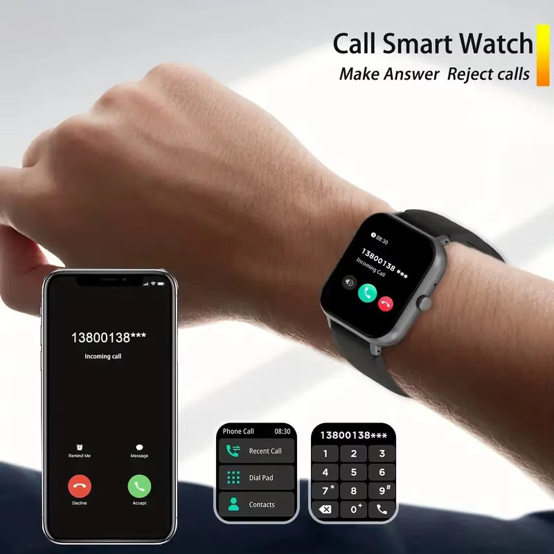 Smart Watch with Bluetooth Calling, Multi-Sport Modes, for iPhone & Android
