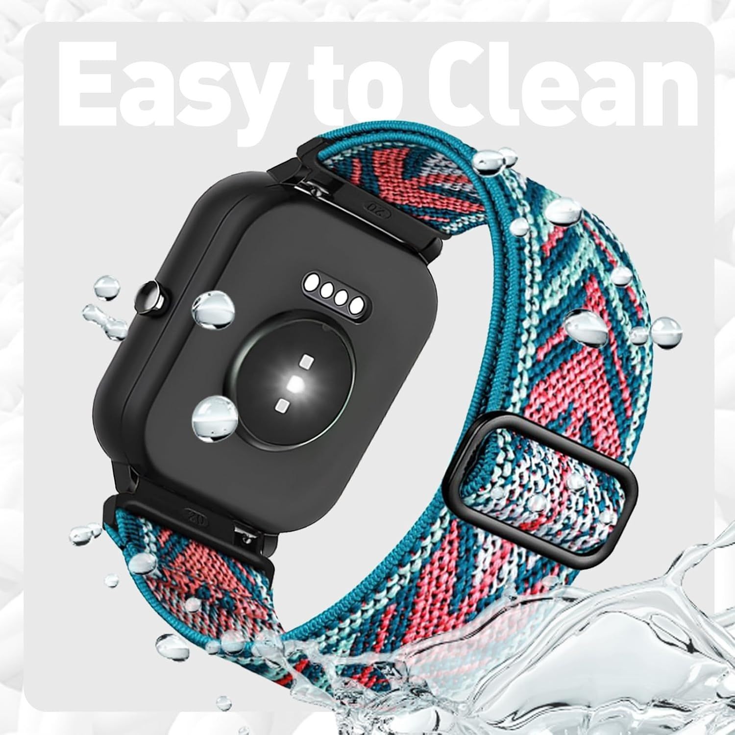 Stretchy Nylon Strap Compatible with FQQ DR06 Smartwatch 18mm Adjustable