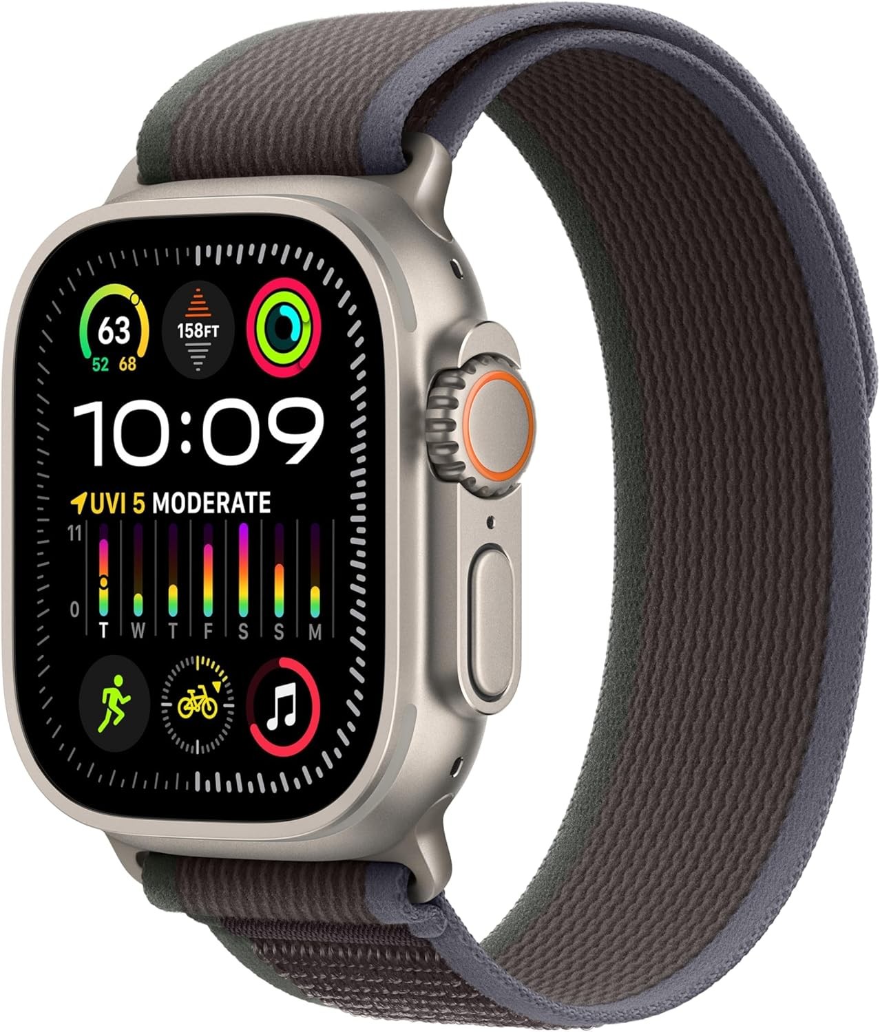 Apple Watch Ultra 2 (GPS + LTE) 49MM Titanium Case with Blue/Black Trail Loop