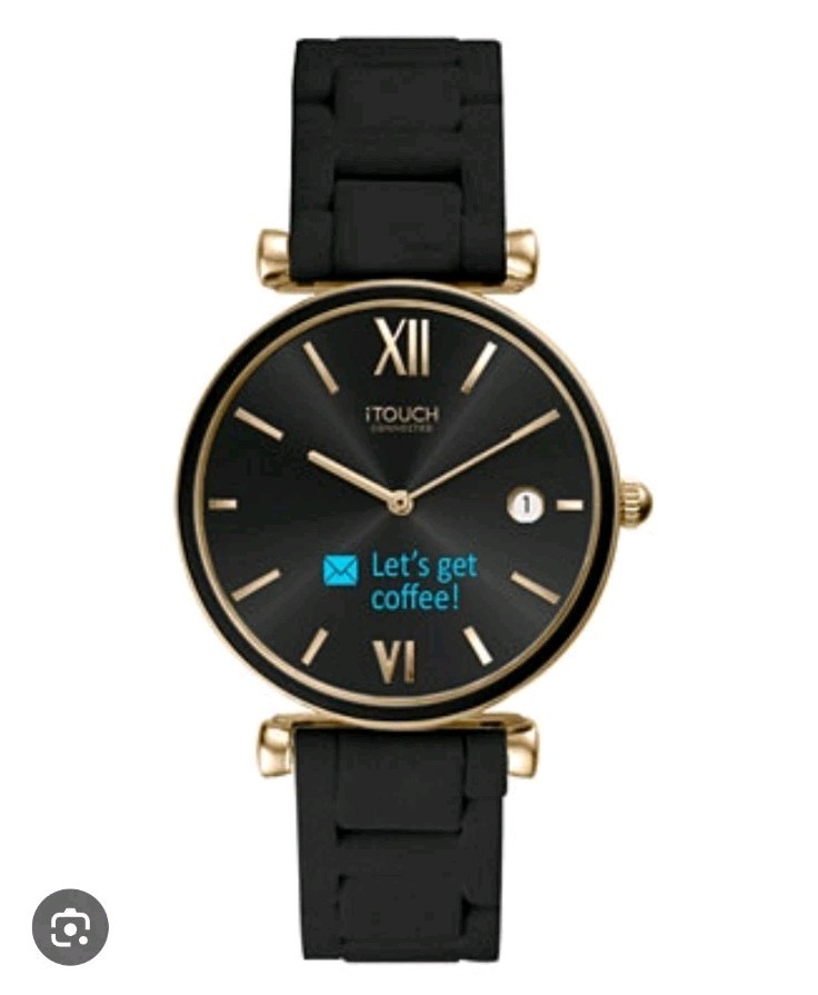 iTouch Connected Analog Hybrid Smartwatch Fitness Tracker Black and Gold