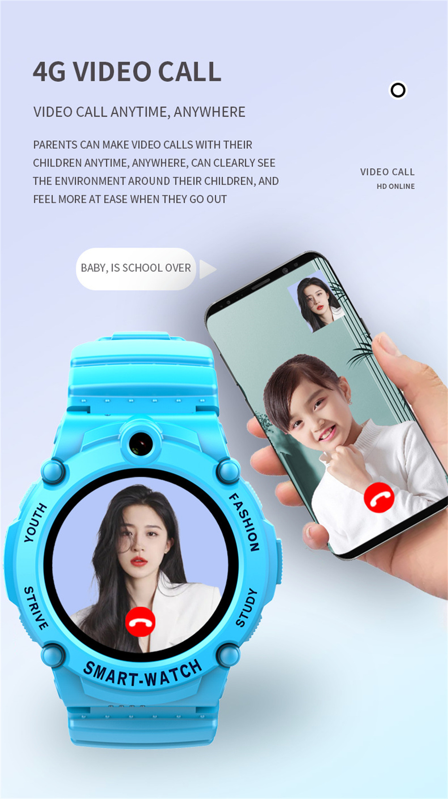 4G Smartwatch Phone Smart Watch for Kids with Anti-Lost Camera Video Call SOS