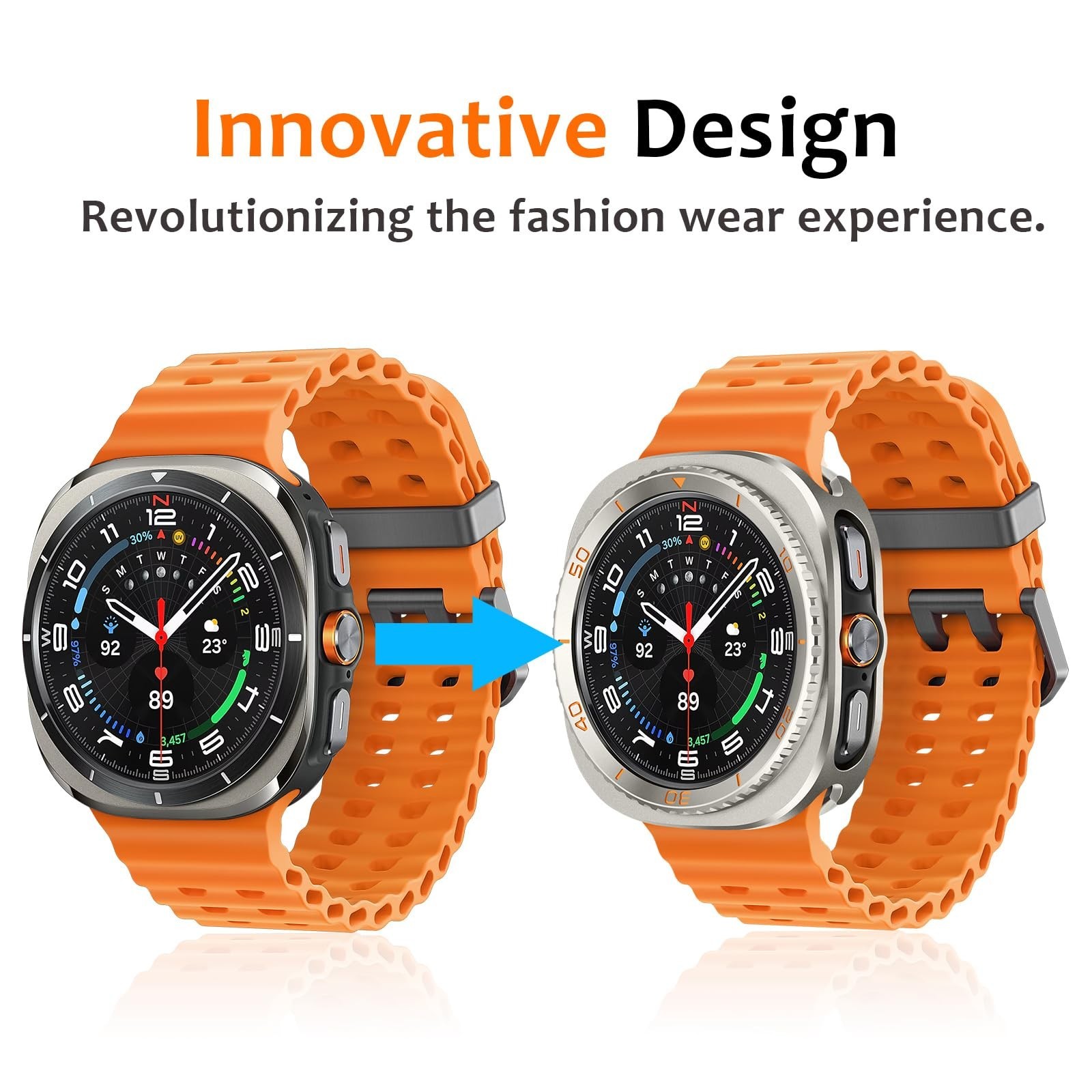 3-in-1 Metal Case for Samsung Galaxy Watch Ultra 47mm, Rugged Bumper & Screen Pr