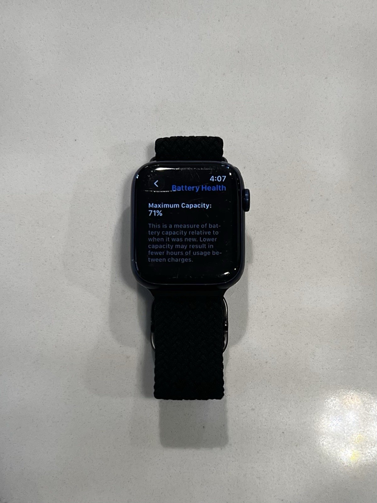 Apple Watch Series 6 – 44mm, GPS Blue Aluminum Case w/ Black Braided Loop A2292
