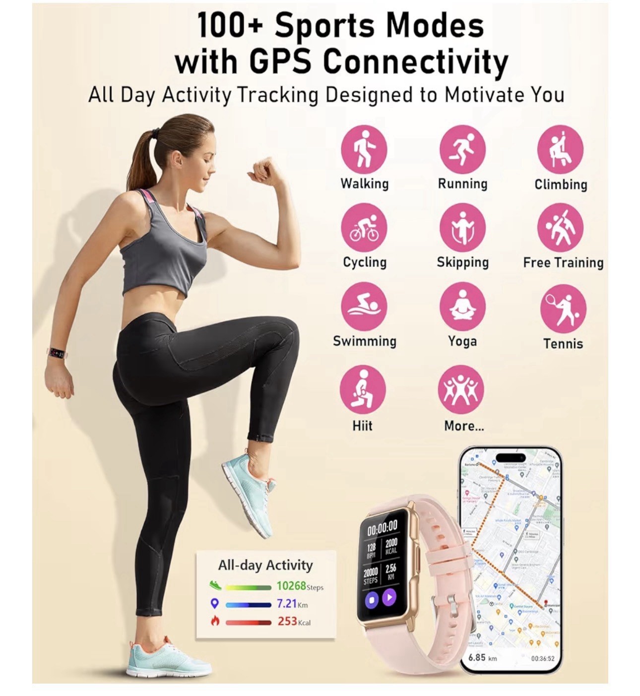 Smart Watch Health Fitness Tracker with 24/7 Heart Rate, Blood Oxygen Pressure