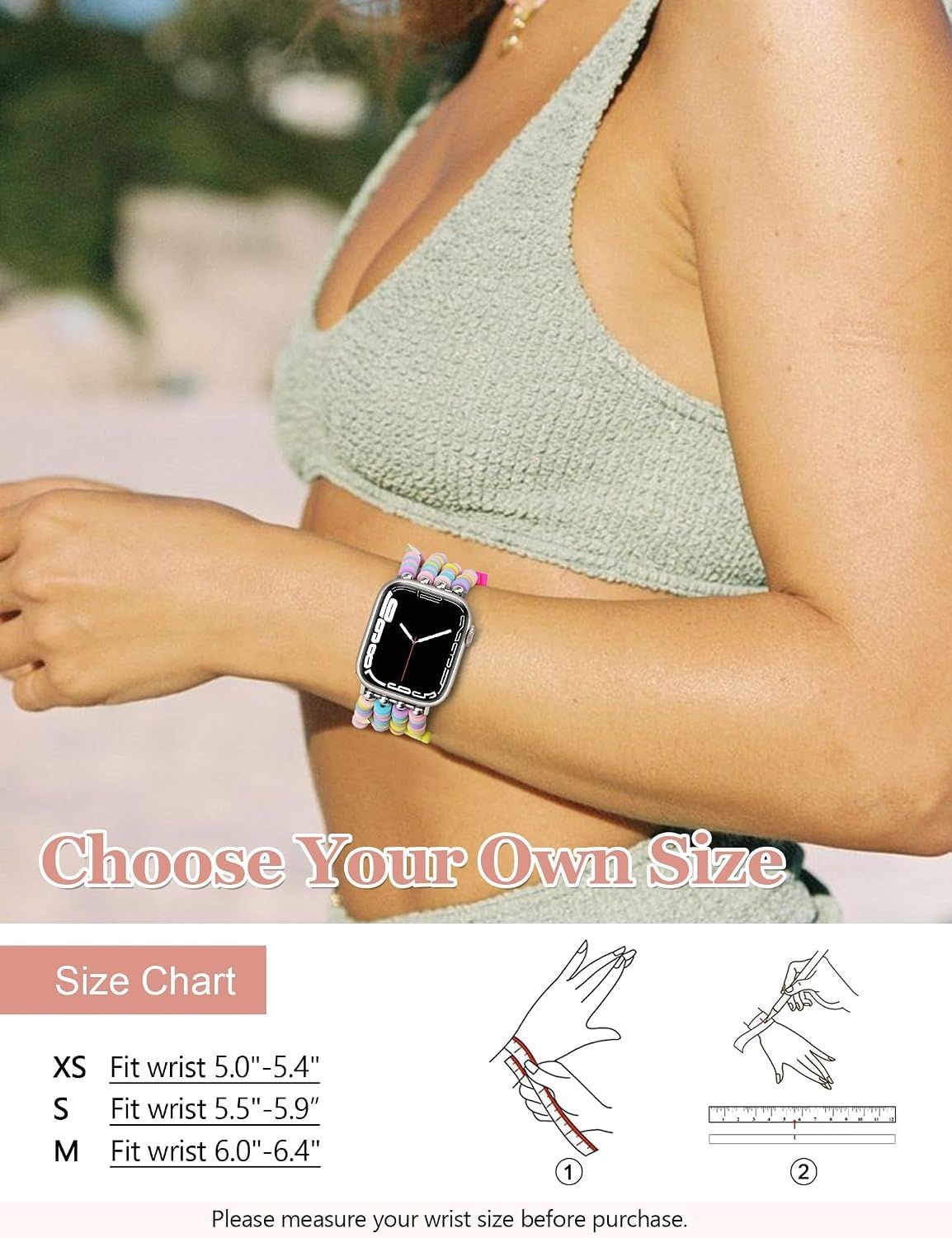 Beaded Strap Compatible with Apple Watch 38mm 40mm 41mm Women Cute Fancy