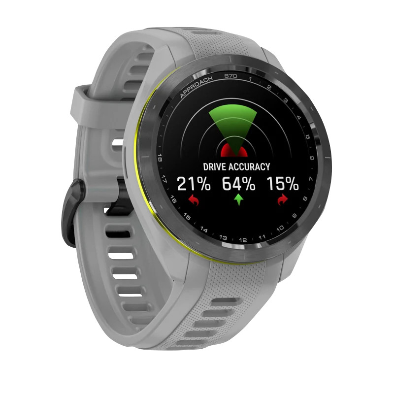Garmin Approach S70, 42 mm Black/Amp Yellow with Gray Band (010-02746-01)
