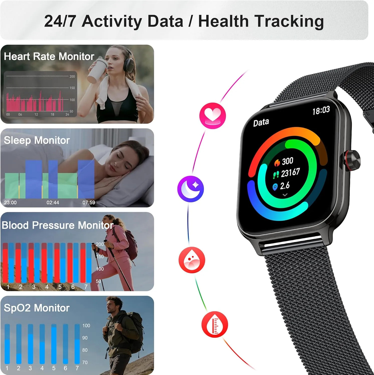 1.96 Inch Smart Watch Fitness Tracker With Call Function Heart Rate Sleep Mon…