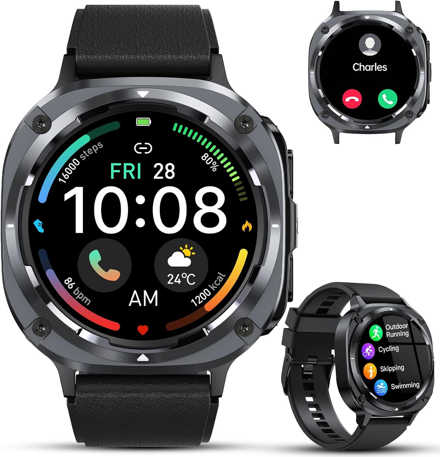 Military Smart Watches for Men(Answer/Make Calls), 1.39″ HD Fitness Watch, 24/7