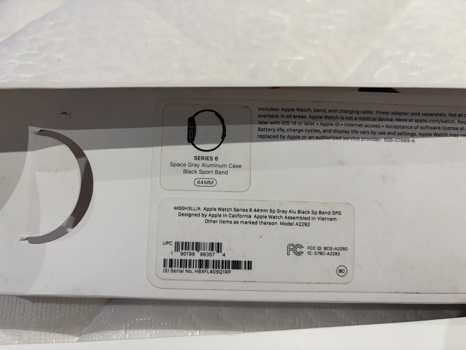 Apple Watch Series 6 44mm GPS Space Gray Aluminum w/ Pink Sport Band – Box