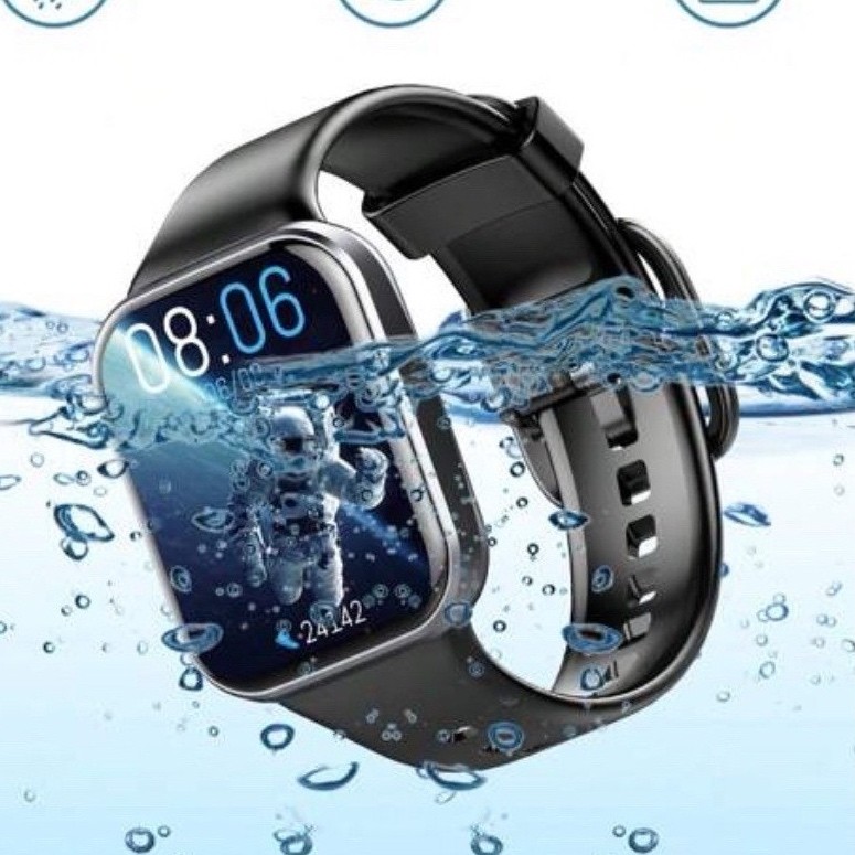 Smartwatch, black, IP68 waterproof, heart rate & sleep monitor, Android/iOS