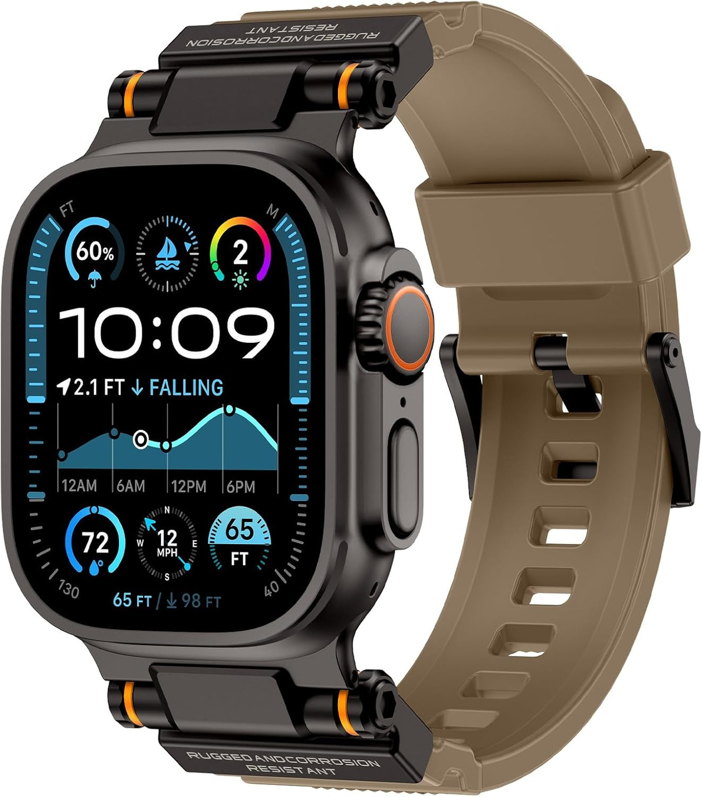 Apple Watch Ultra Band Rugged Silicone Metal Connector for Series 11 10 9 8 7 6