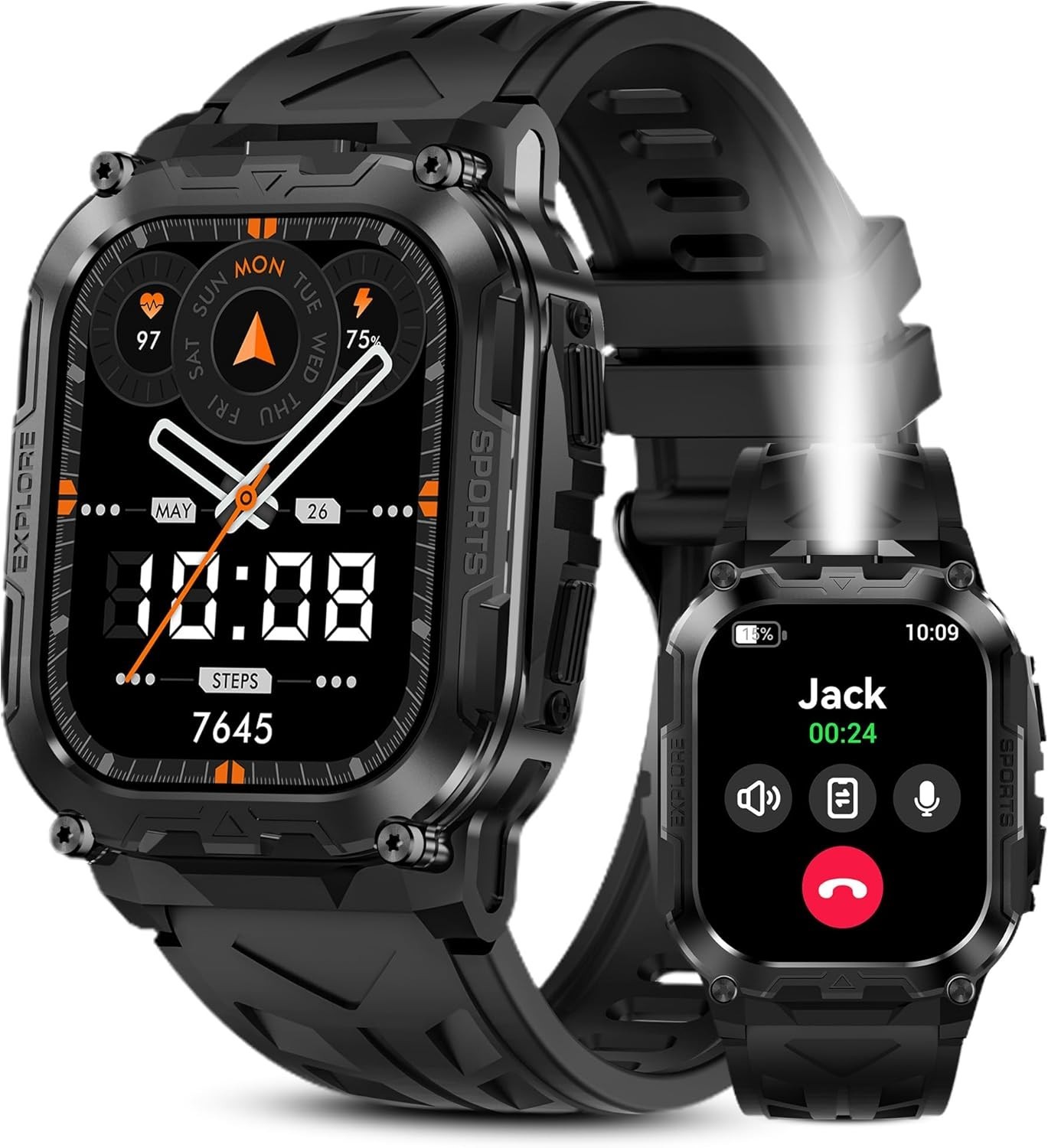 AMAZTIM IRON Full Metal Rugged Smart Watch for Men Extra-Long Battery 1.96″