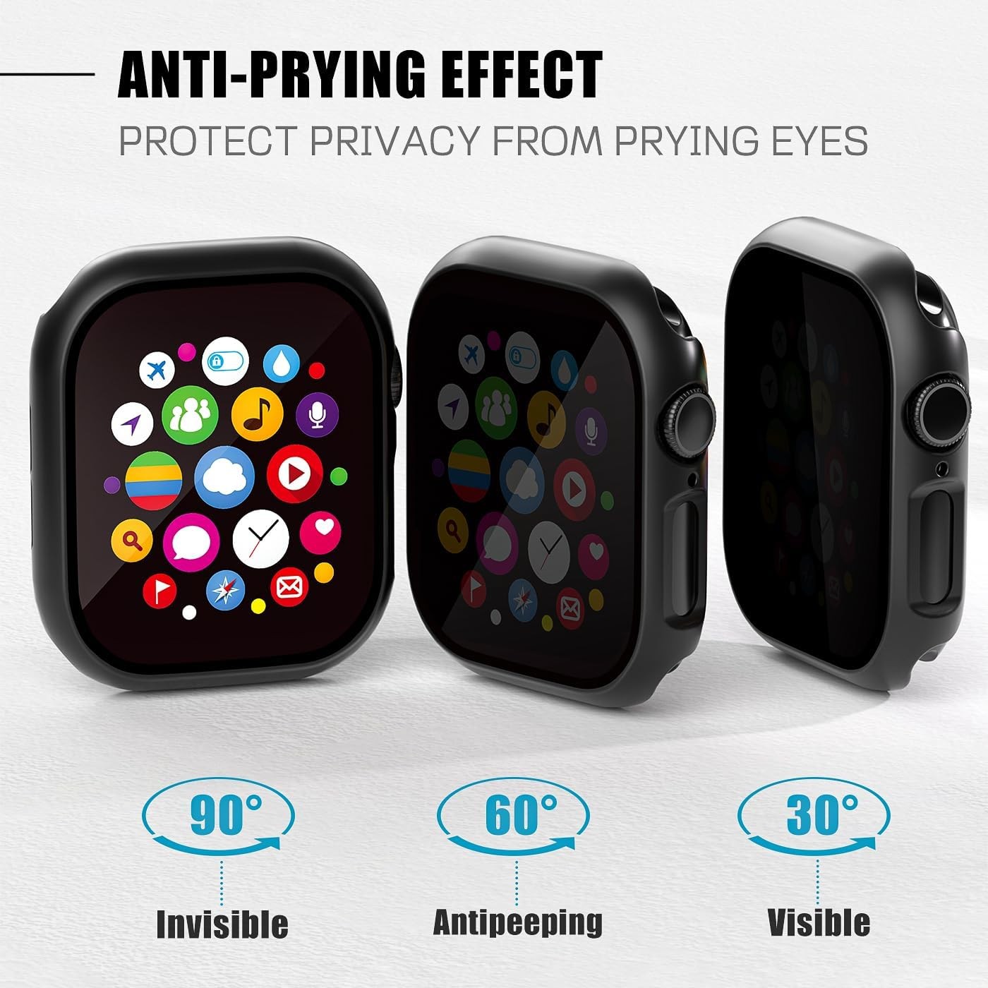 2 Pack Black Privacy Case with Tempered Glass for Apple Watch Series 10 46mm
