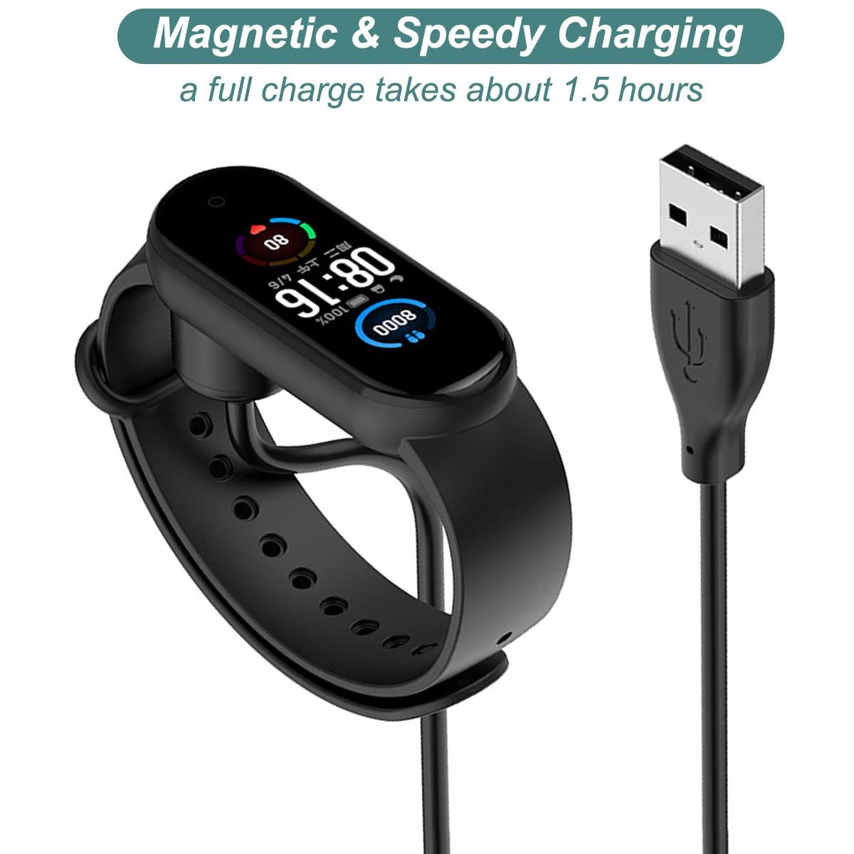 Charger for Amazfit Band 5, Xiaomi Mi Band 7/6/5, USB Magnetic Charging Cable Co