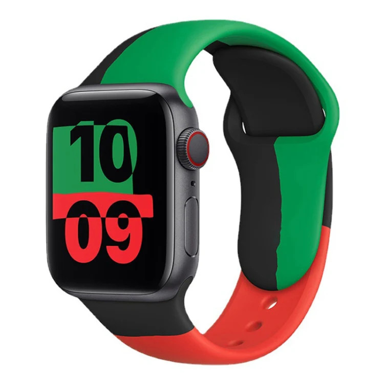 Black Unity Silicone Sports Replacement Watchbands For Apple Watch Series 6 & SE