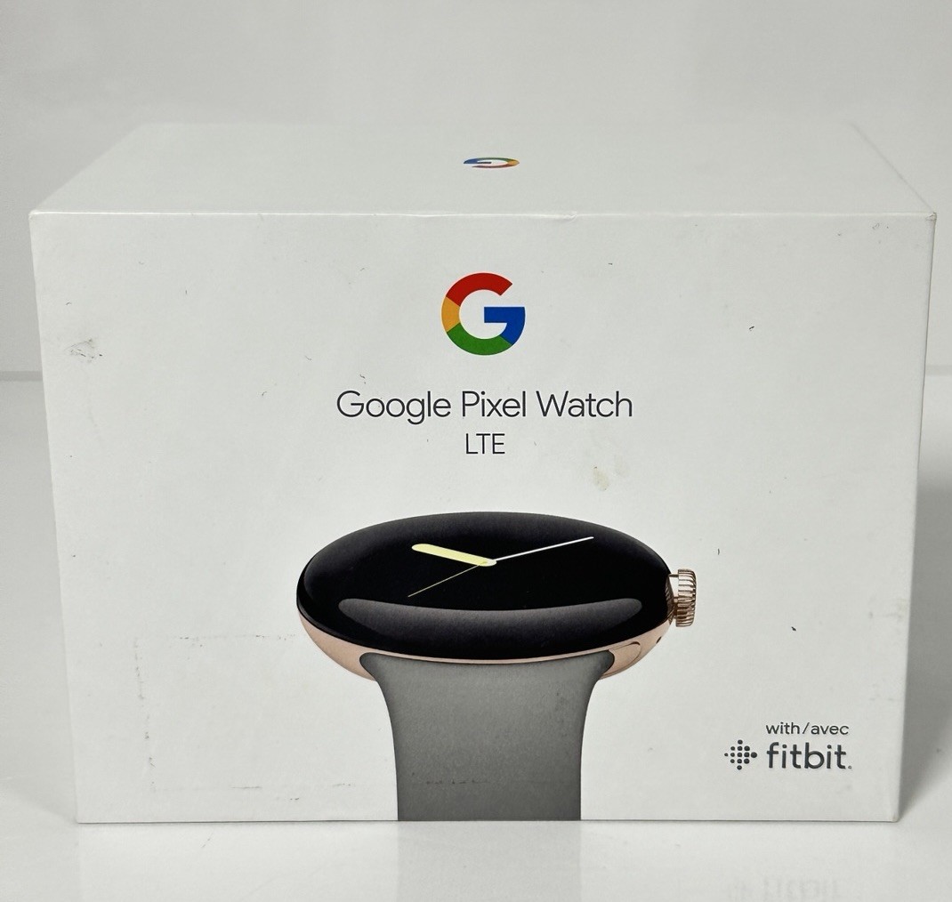 Google Pixel Watch 41mm Champagne Gold Stainless Steel Case Grey Strap