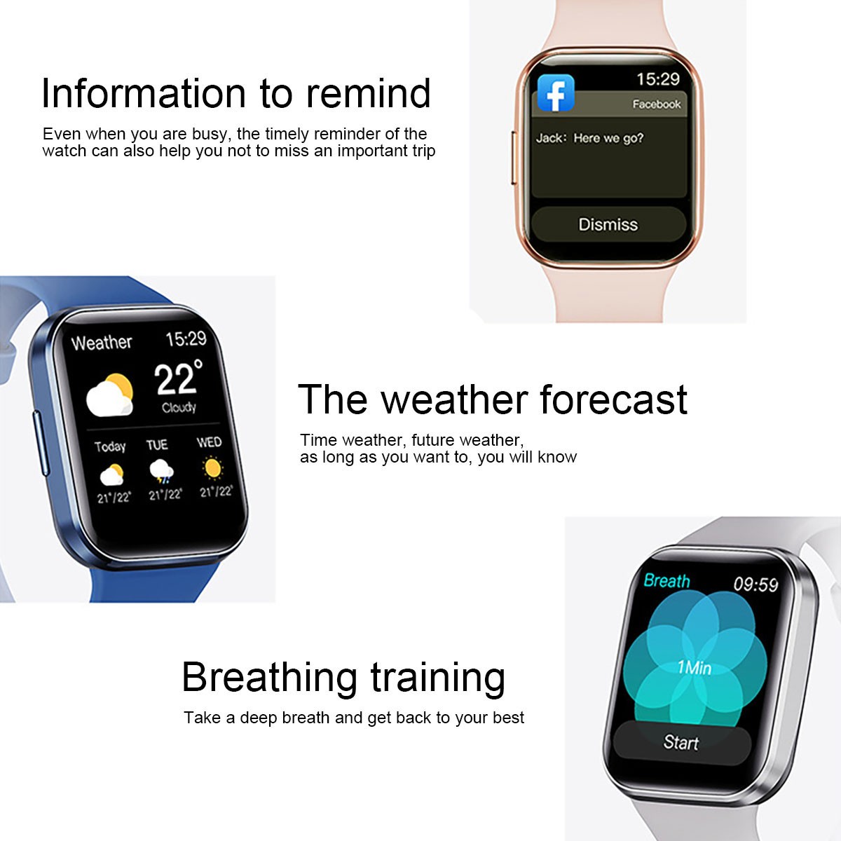 1.69″ Full Touch Smartwatch IP68 Waterproof for Men Women Activity Sleep Tracker