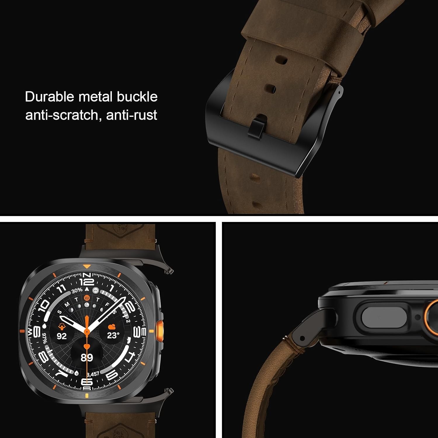 Adjustable & Premium Vintage Luxury Leather Band For Samsung Galaxy Watch Ultra