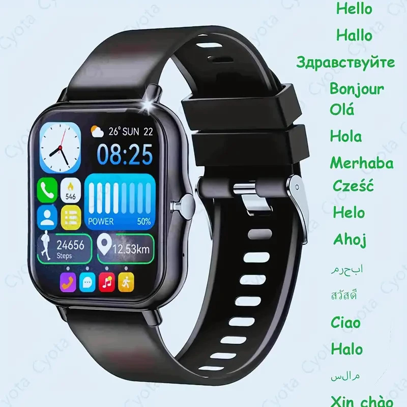 Y13 Smart Watch 1.69″ Full Touch Color Screen Fitness Tracker Bluetooth Call BLK