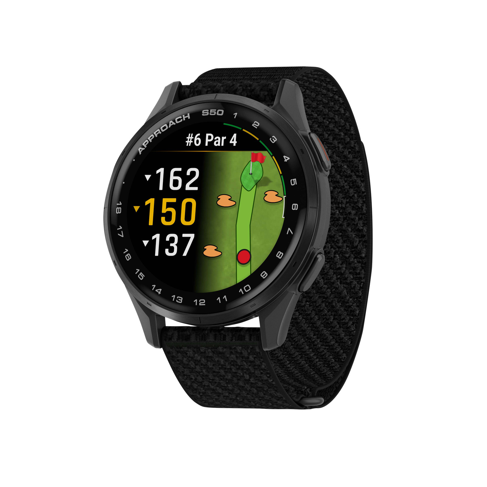 Garmin Approach S50, Slate Bezel/Black ComfortFit Nylon Band, (010-03010-00)