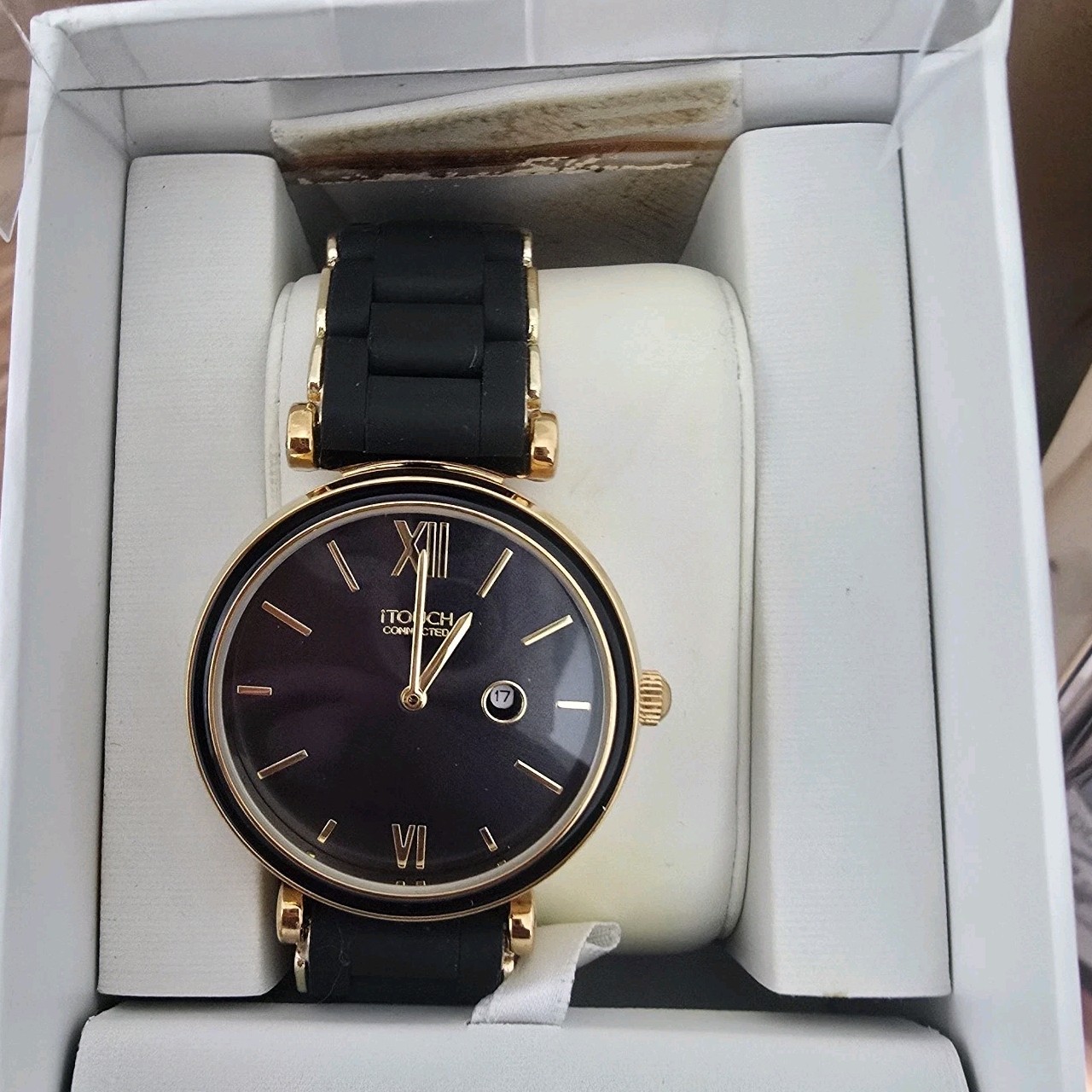 iTouch Connected Analog Hybrid Smartwatch Fitness Tracker Black and Gold