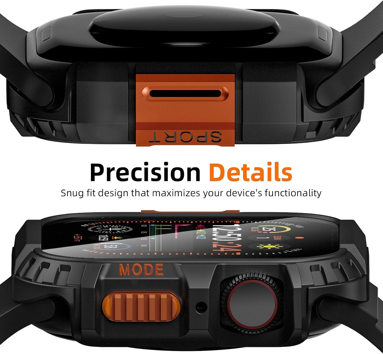 Durable Black Waterproof Case for 46mm Apple Watch Series 10 11 with Glass Prote