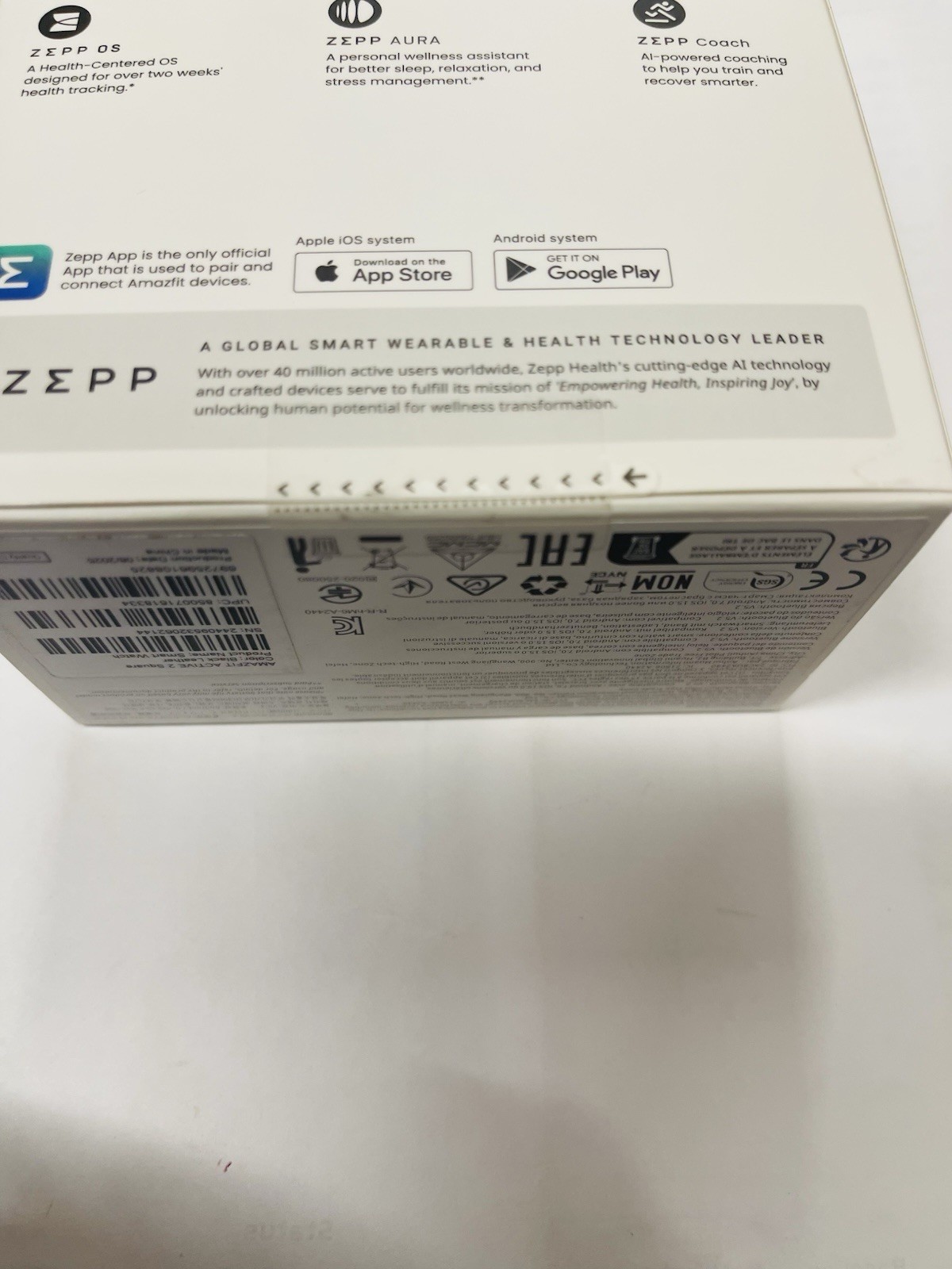 Brand New Amazfit Active 2 Premium Version Square Smartwatch – Black Leather