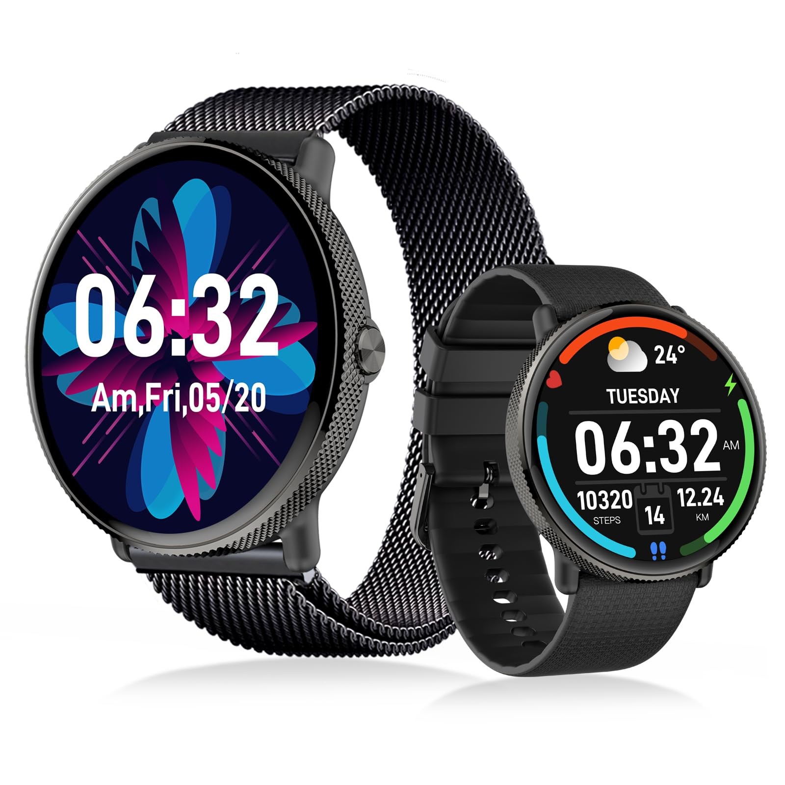 Smart Watch 1.43in AMOLED IP68 Fitness Black