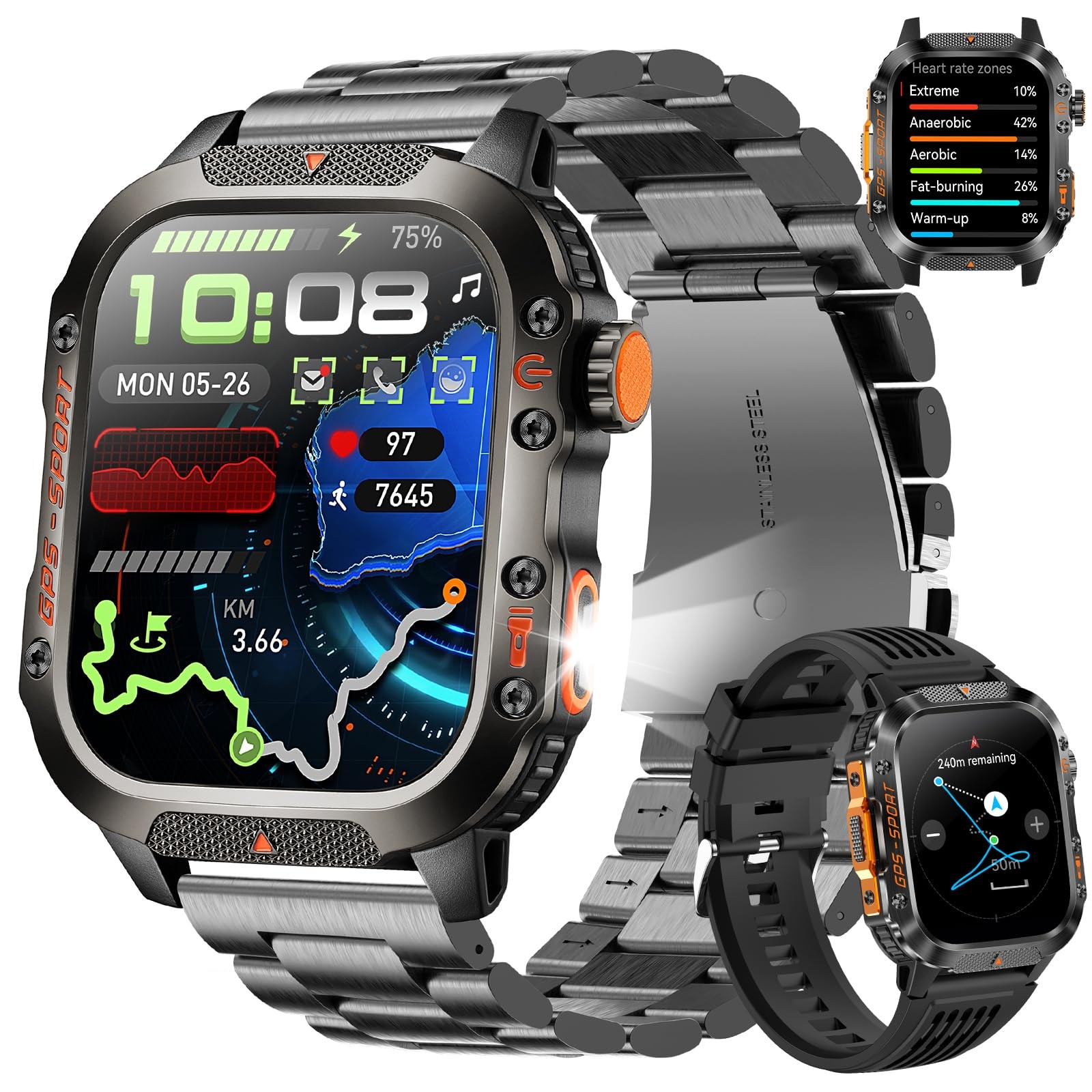 GPS for Men (Answer/Make Calls), 2.01” Military Rugged