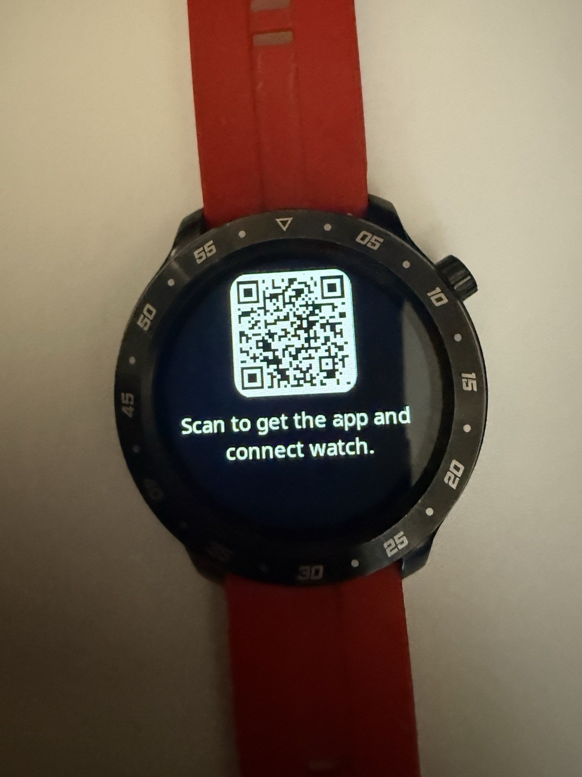 Red Silicone Band Black Case Smart Watch with Digital Display and Sensors