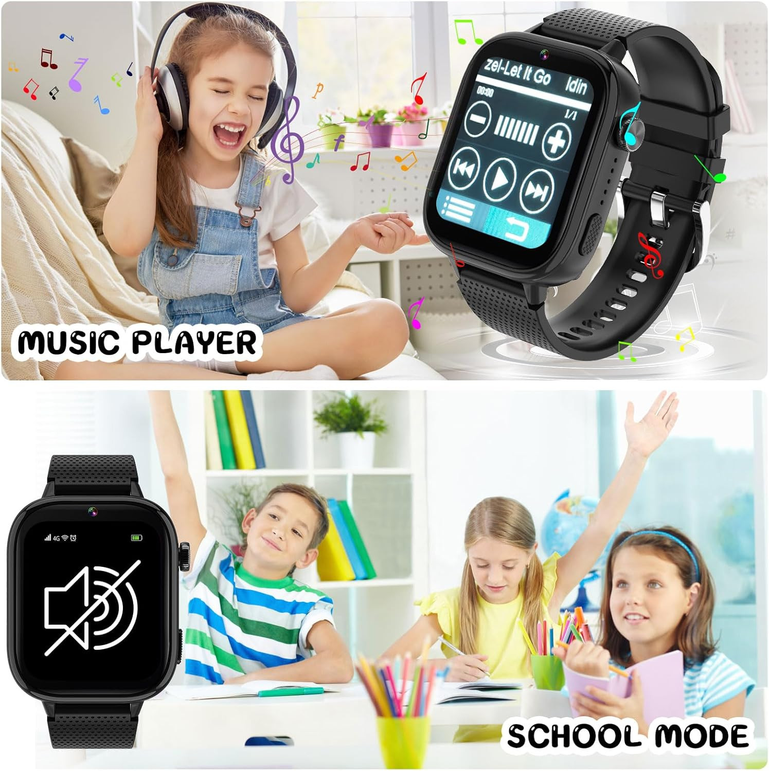 4G Kids Smart Watches Girls Gifts Age 3-12, Smart Watch for Kids with 47 Games,