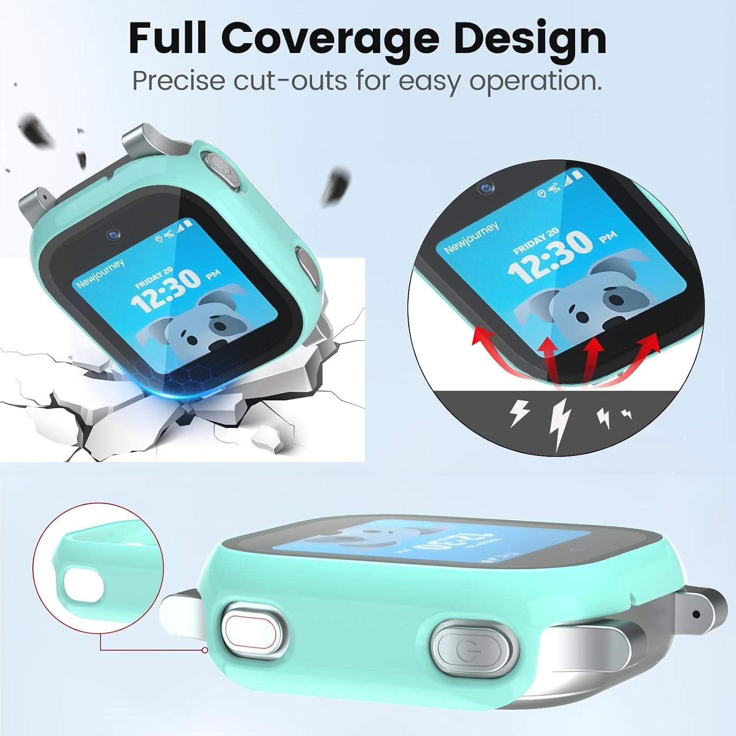 3 Pack Bumper Case For AT&T Amigo Jr Watch Scratch-Resistant Tempered Glass
