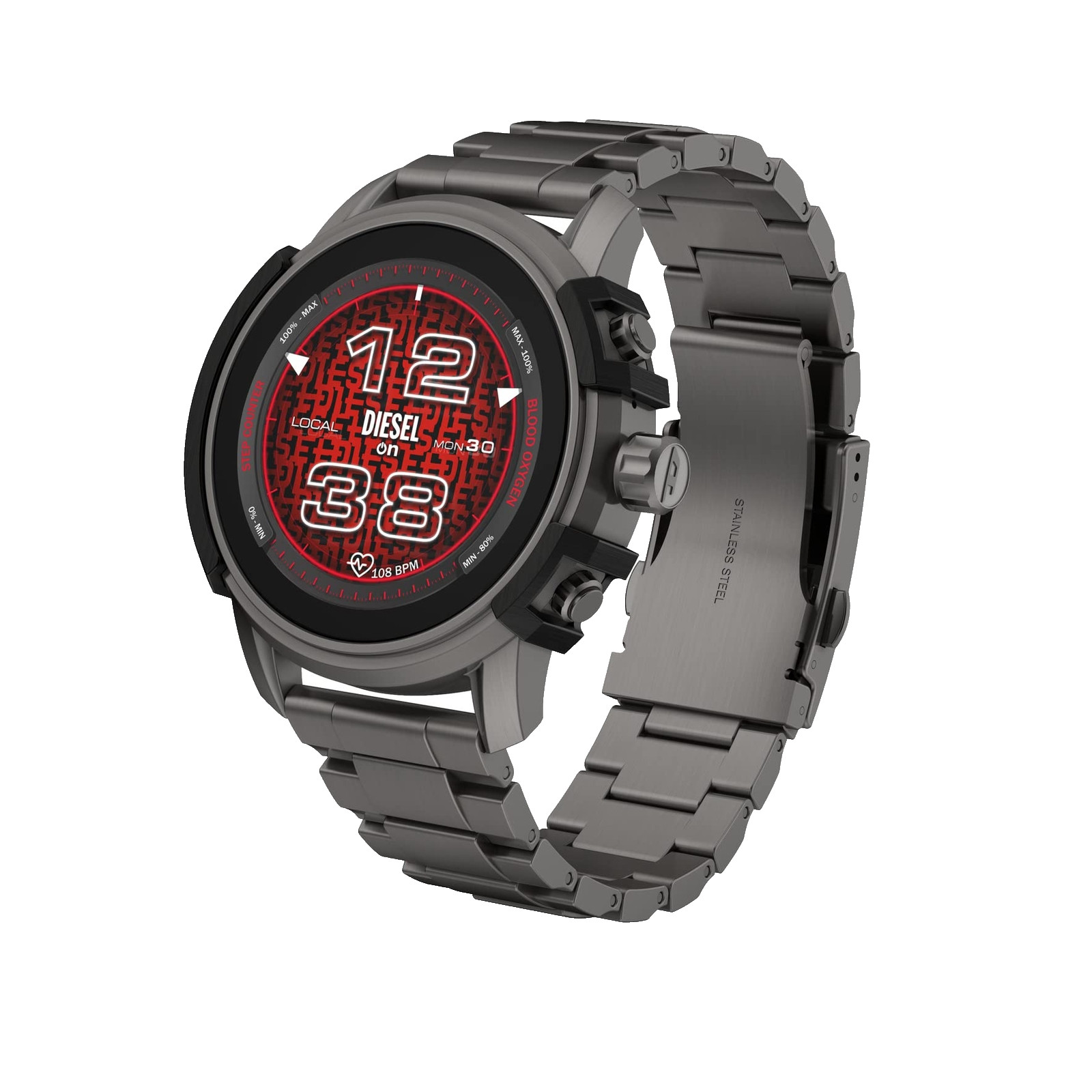 DIESEL DZT2042 GRIFFED GEN 6 GUNMETAL STAINLESS STEEL BRACELET MENS SMARTWATCH