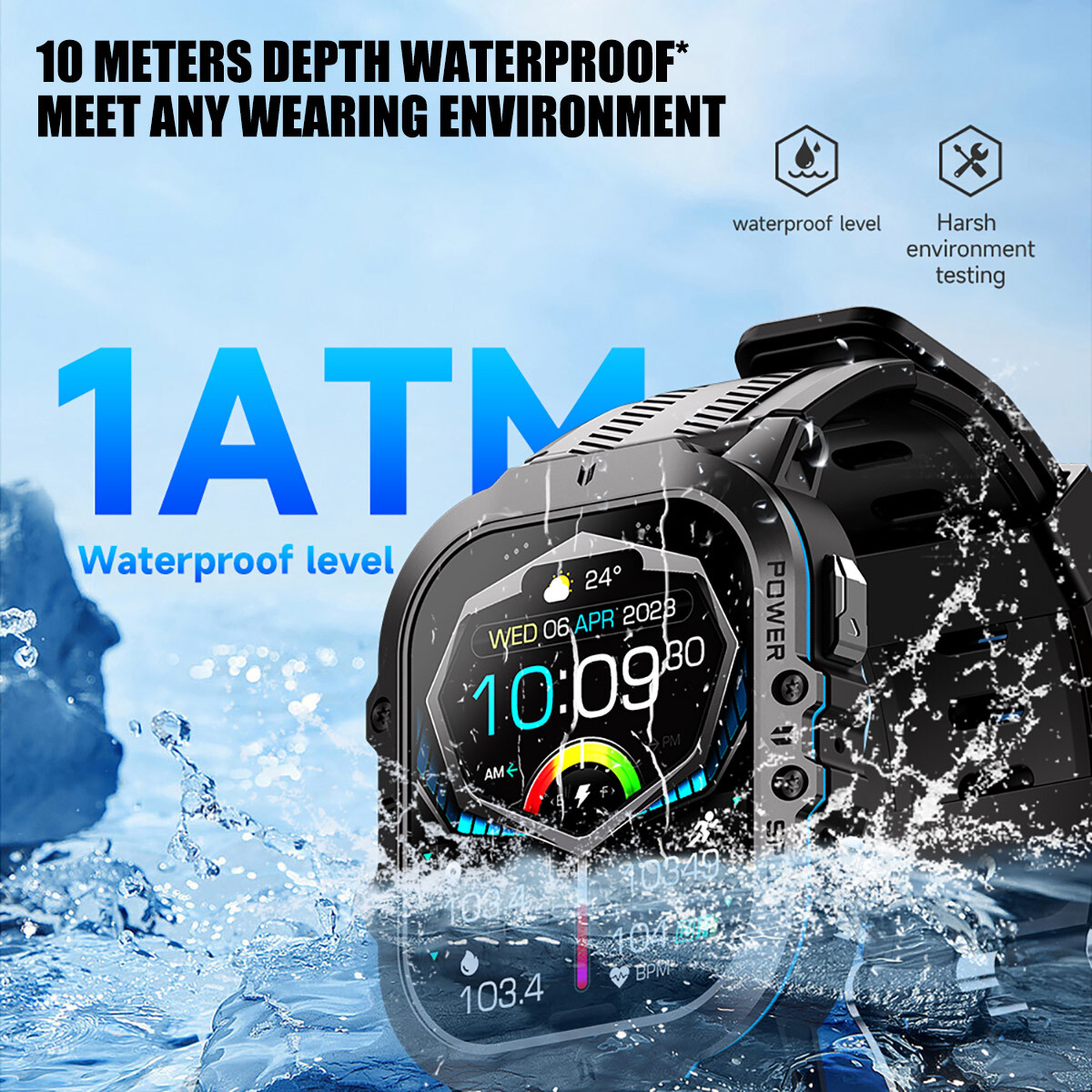 Smart Watch Men Sports Bluetooth Fitness Tracker Military Smartwatch Waterproof