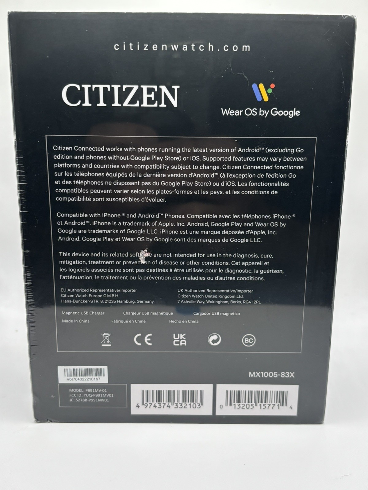 Citizen CZ Smart PQ2 41MM Unisex Smartwatch HR, Fitness Tracker MX1005-83X