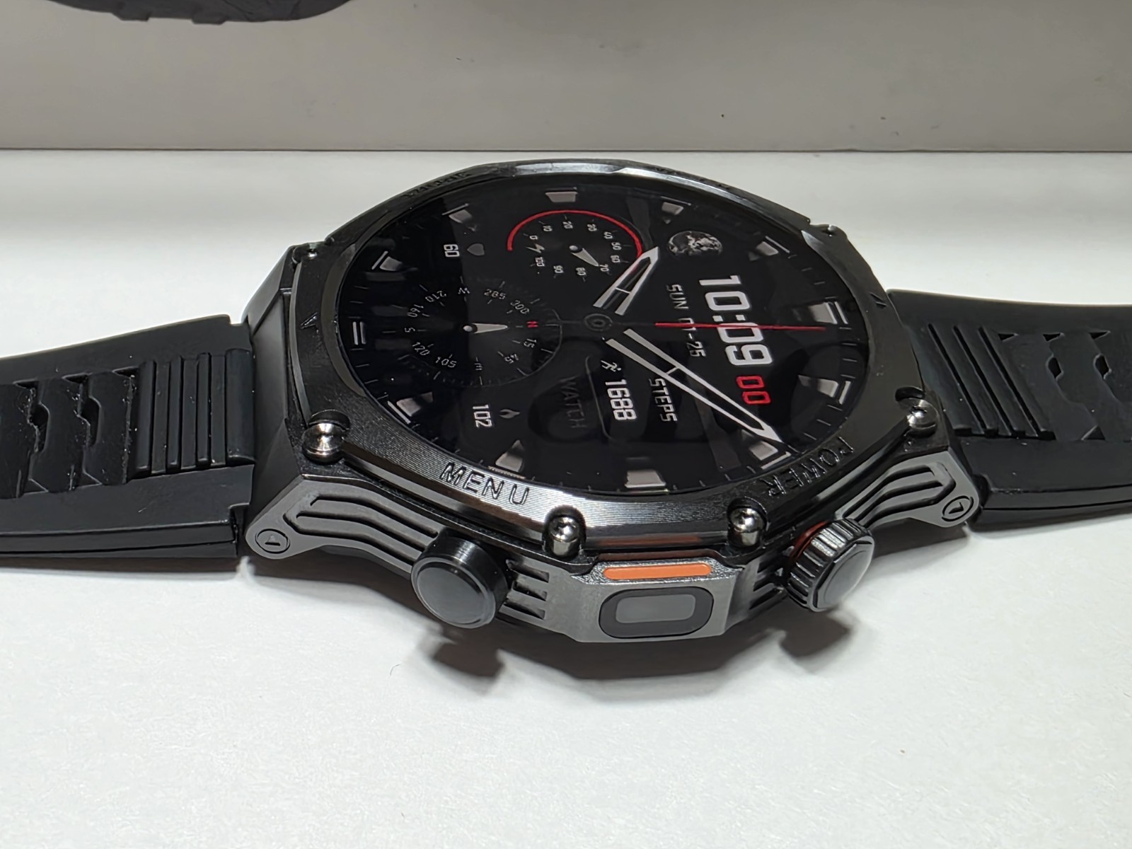 Smart Watch Heavy Duty Black Silicone 1.8″ Screen Hiking Compass 3+ Days Bat.
