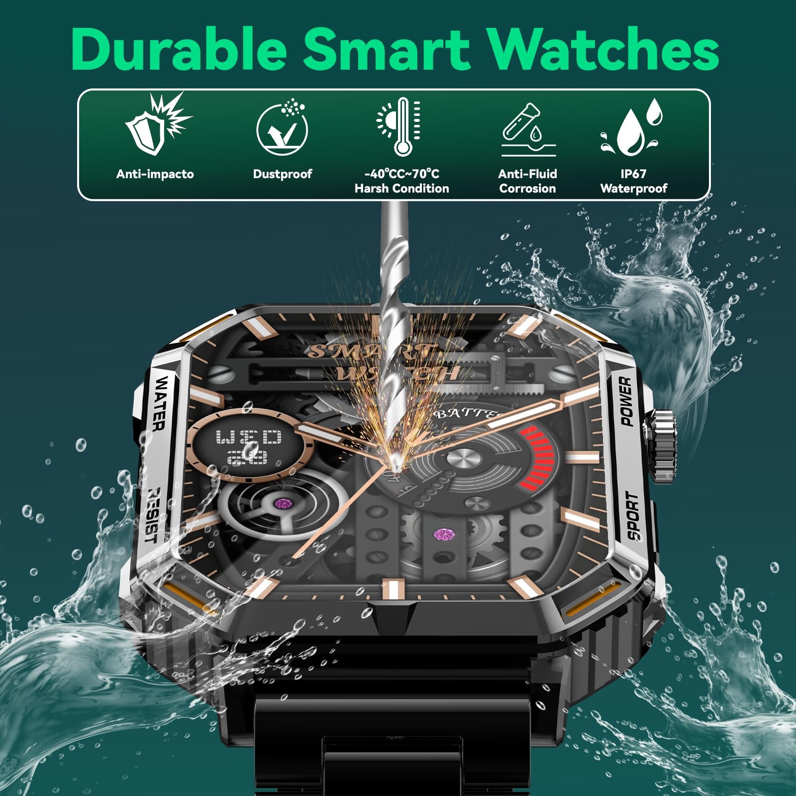 Homailida Smart Watch for Men, 1.96″ Display, 200+ Sports, 1.96 inch, Black
