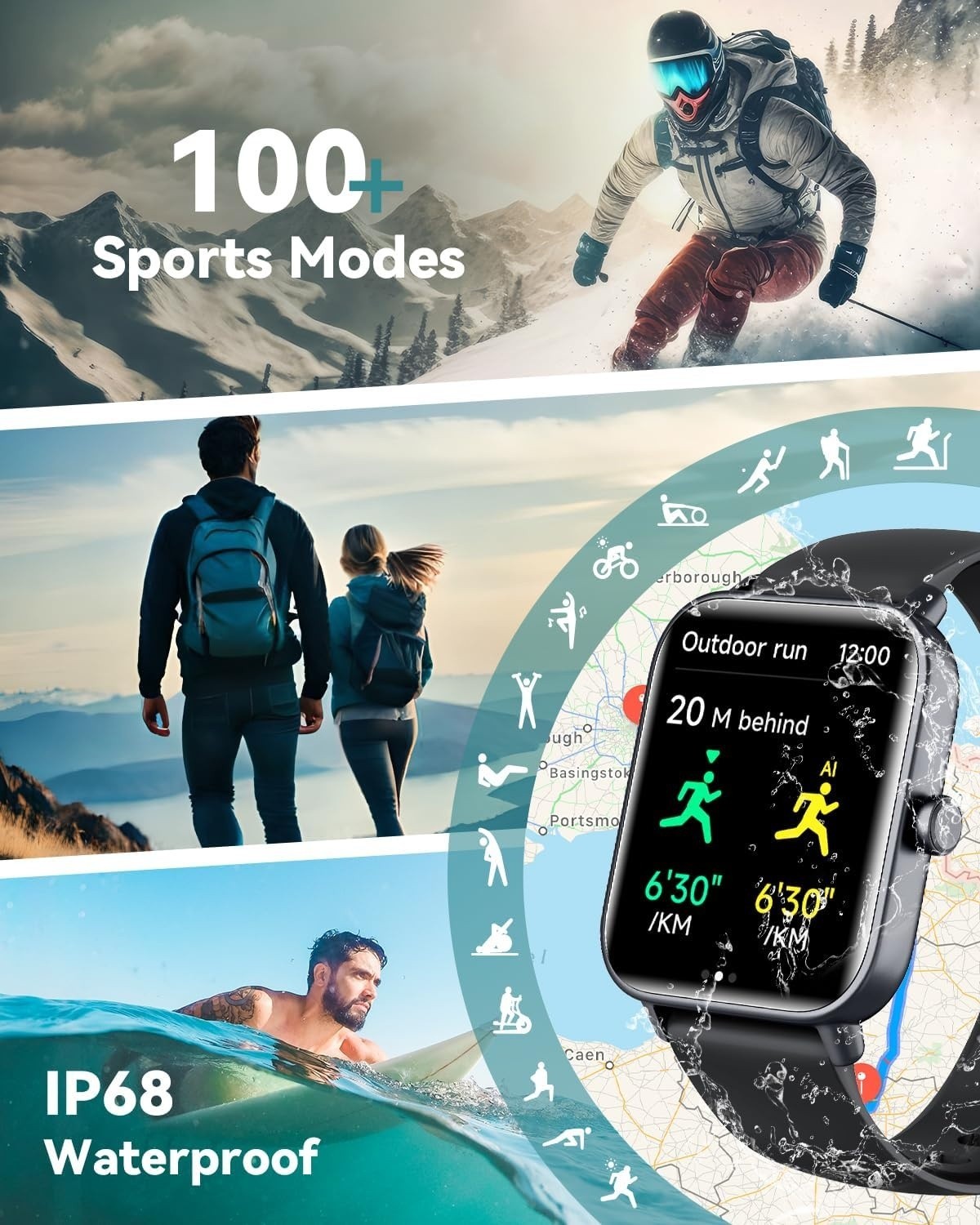 Reloj Inteligente para Hombres y Mujeres – Llamadas Inalámbricas, Impermeable