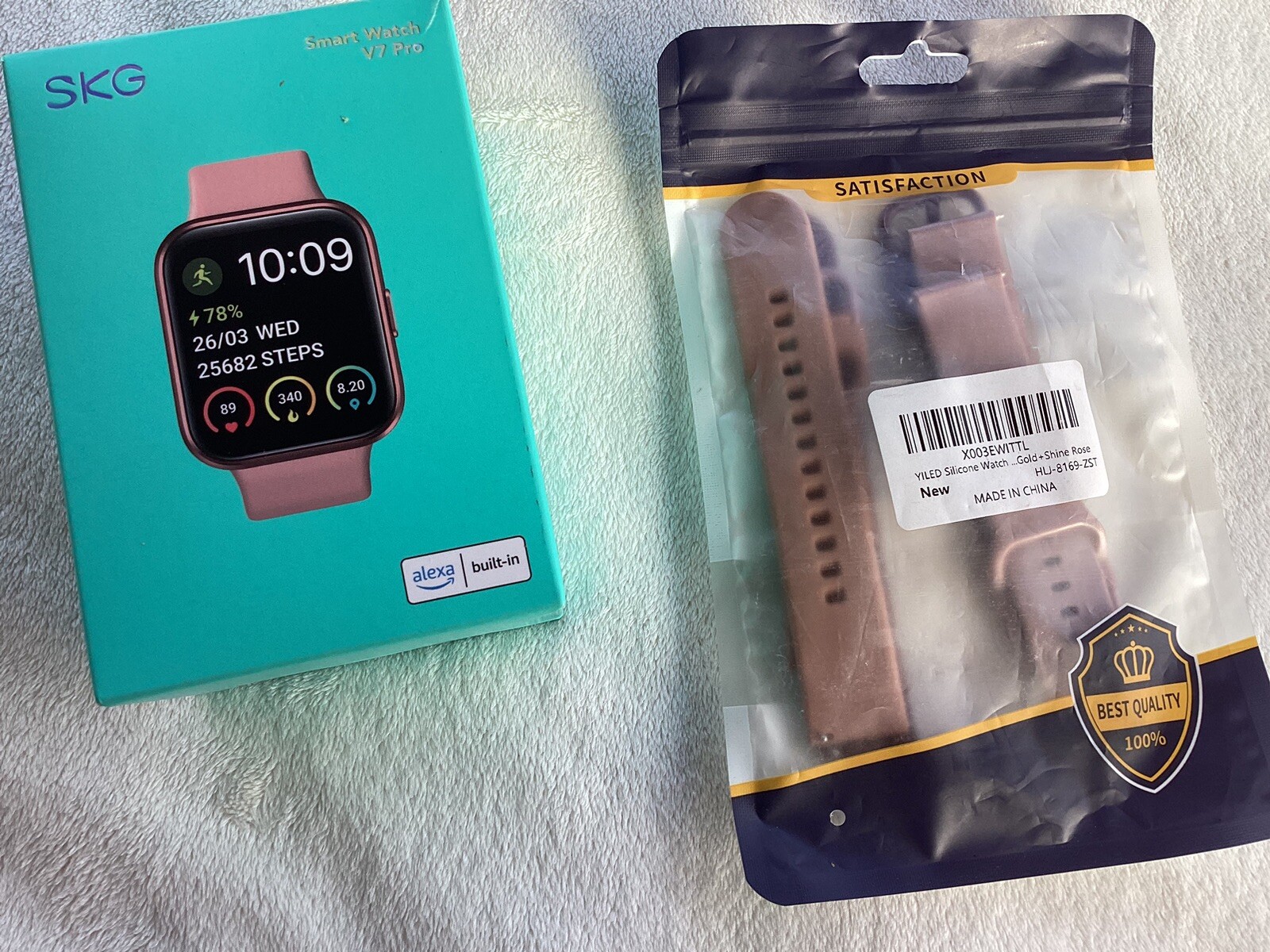 Smart Watch SKG V7Pro.1.69”.24/7Heart R Monitor. Pink Waterproof Light W/Bonus.