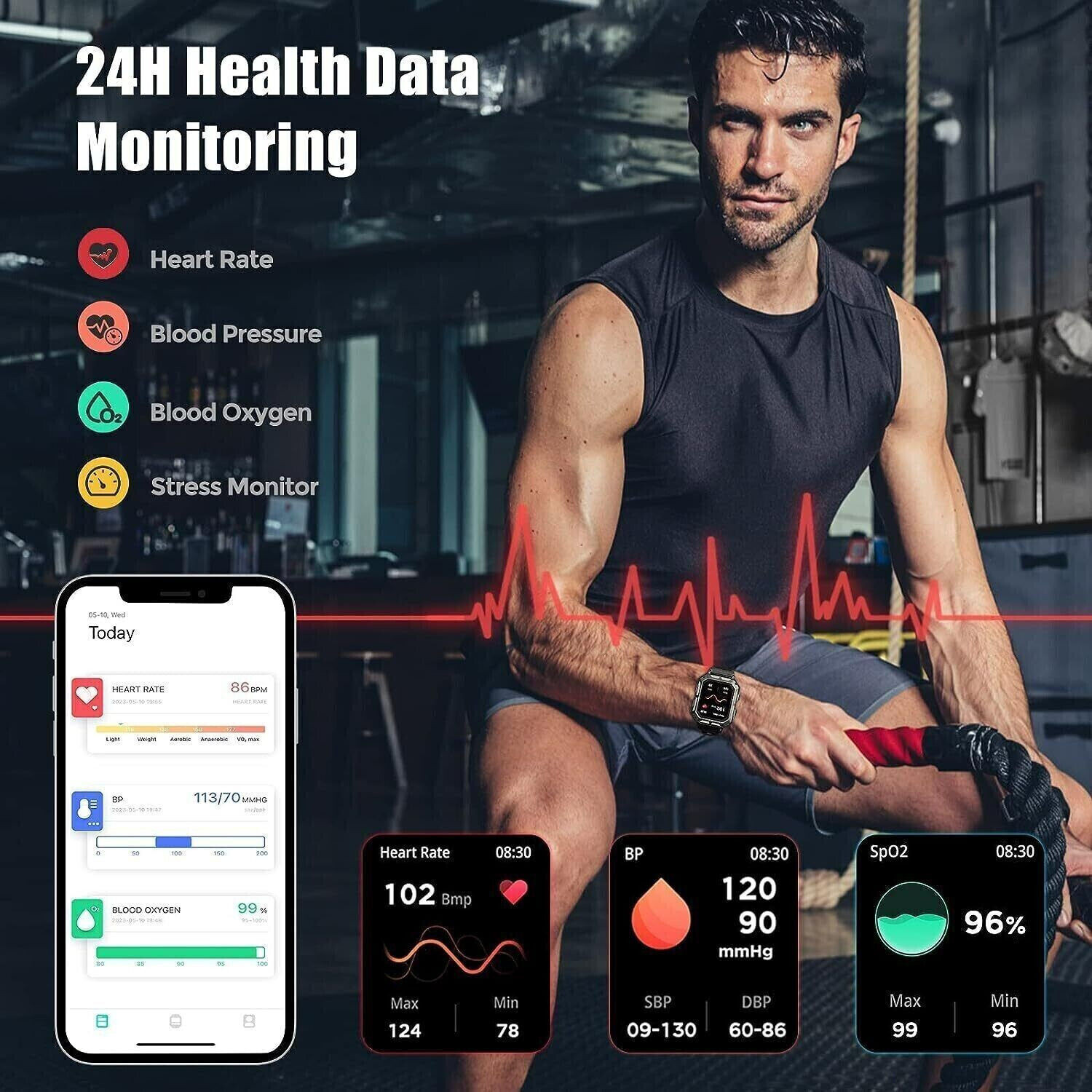 Military Smart Watch Men(Answer/Make Calls) 2024 New Fitness Tracker Wristwatch