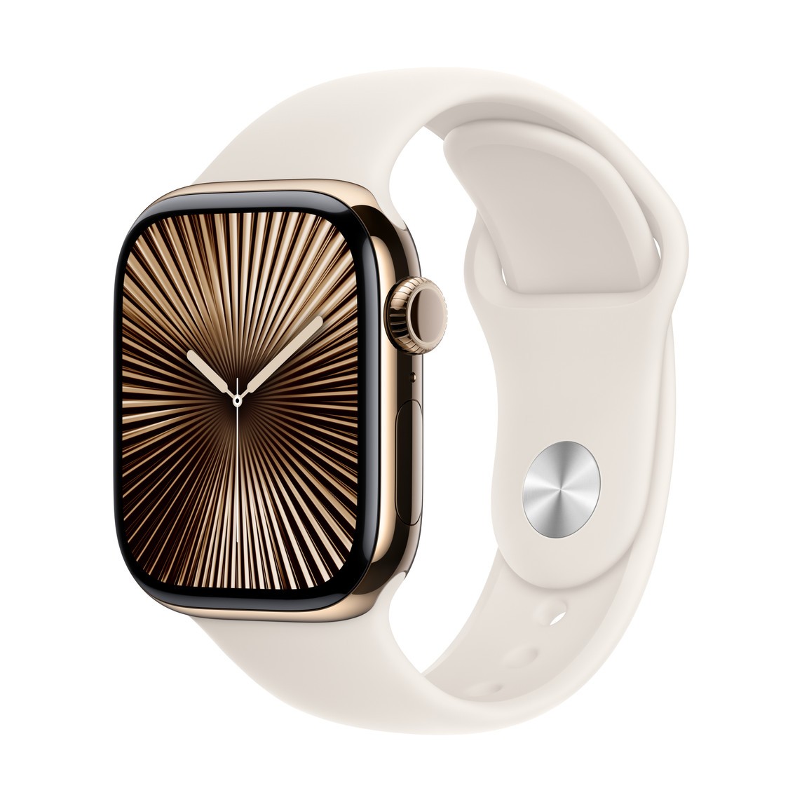 Apple Watch Series 10 GPS + Cellular 42mm Gold Titanium Case with Starlight Band